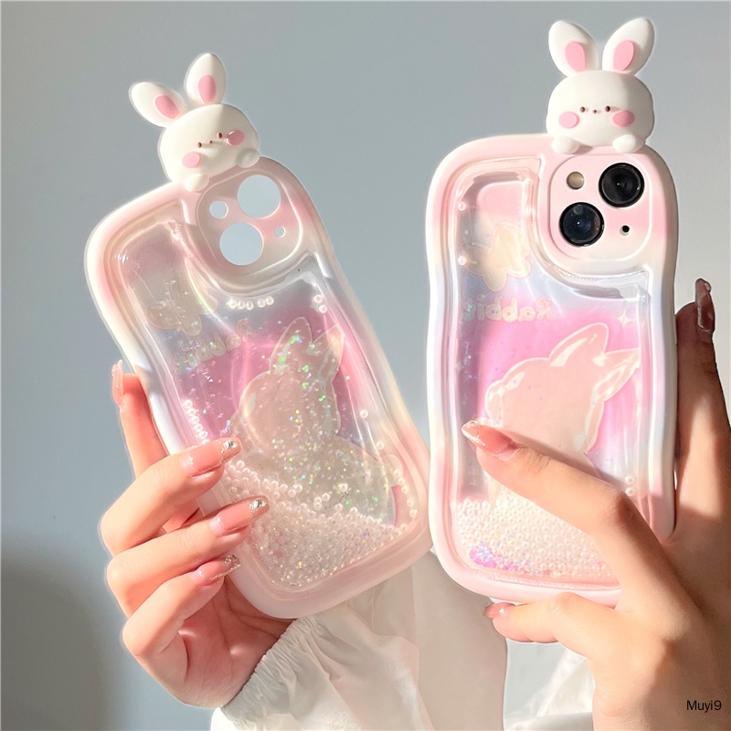 Ốp Điện Thoại Trang Trí Cát Kim Tuyến Hình Thỏ 3d Cho iphone15promax 13promax 12 promax / 11 14Plus / 13pro