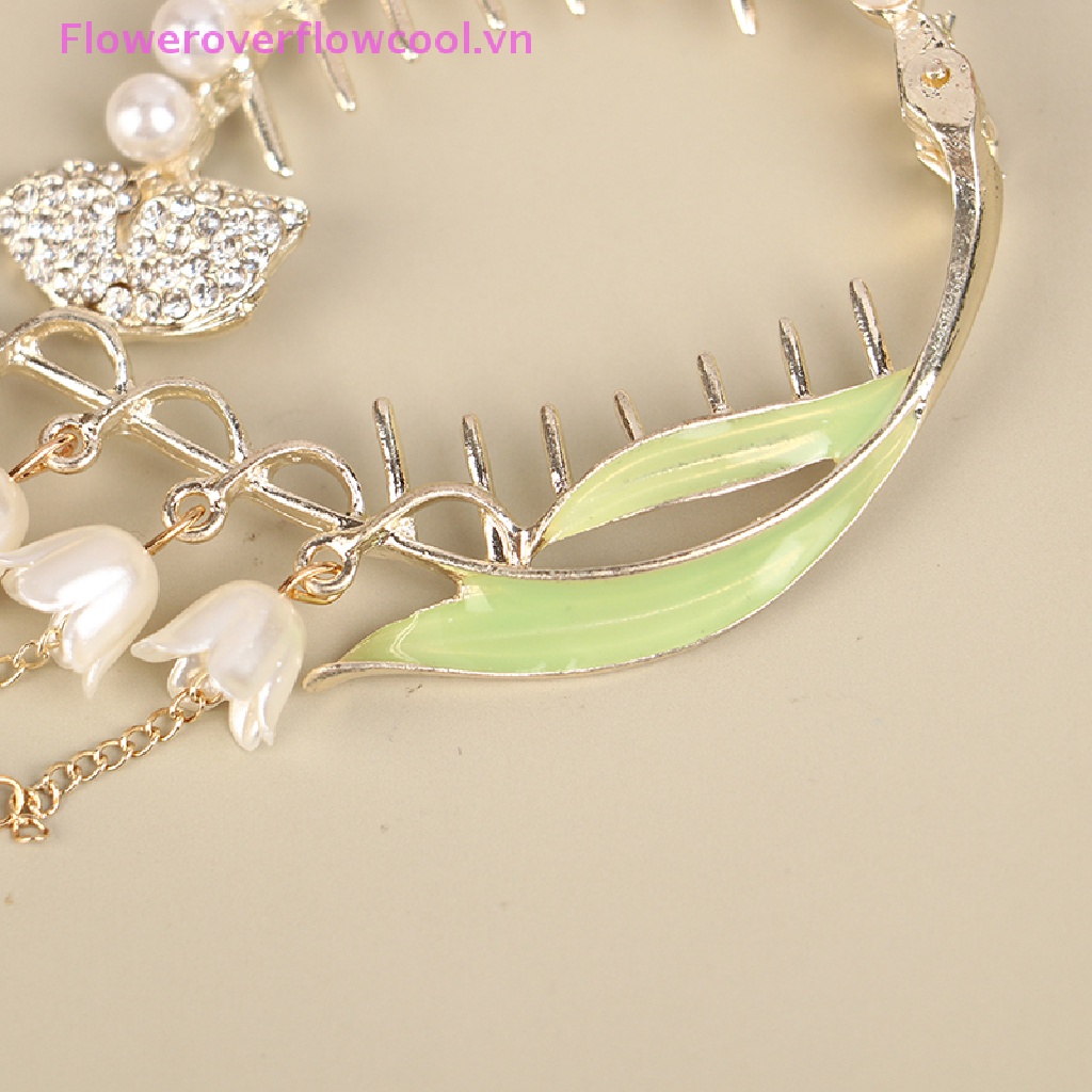 Kẹp Tóc Móng Vuốt Đính Đá &amp; Ngọc Trai Thời Trang Cho Nữ