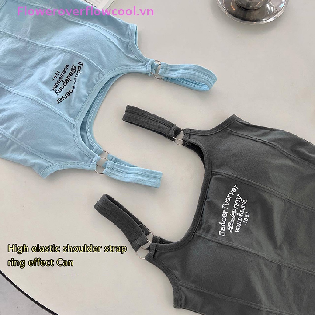 Áo Croptop Hai Dây Có Mút Đệm Thêu Chữ Quyến Rũ Thời Trang Mùa Hè Cho Nữ