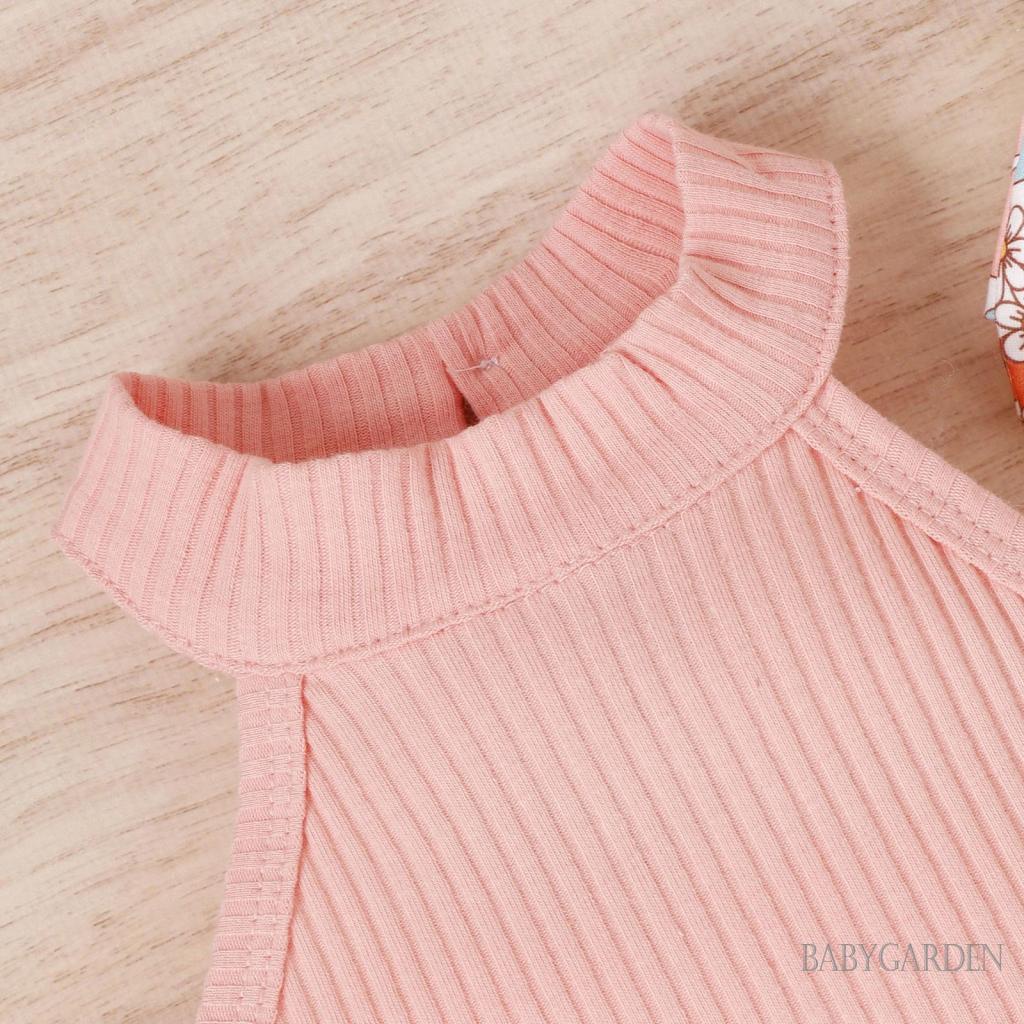 Set Áo Không Tay + Quần Short In Hoa + Băng Đô Cài Tóc Thời Trang Đường Phố Cho Bé Gái 0-18 Tháng Tuổi