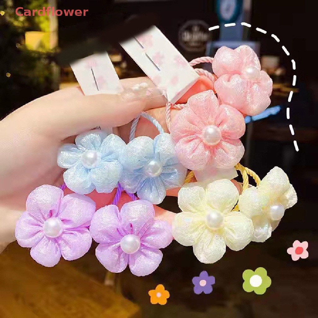 Bộ 2 Dây Cột Tóc Co Giãn In Họa Tiết Hoa Màu Kẹo Ngọt Dành Cho Nữ