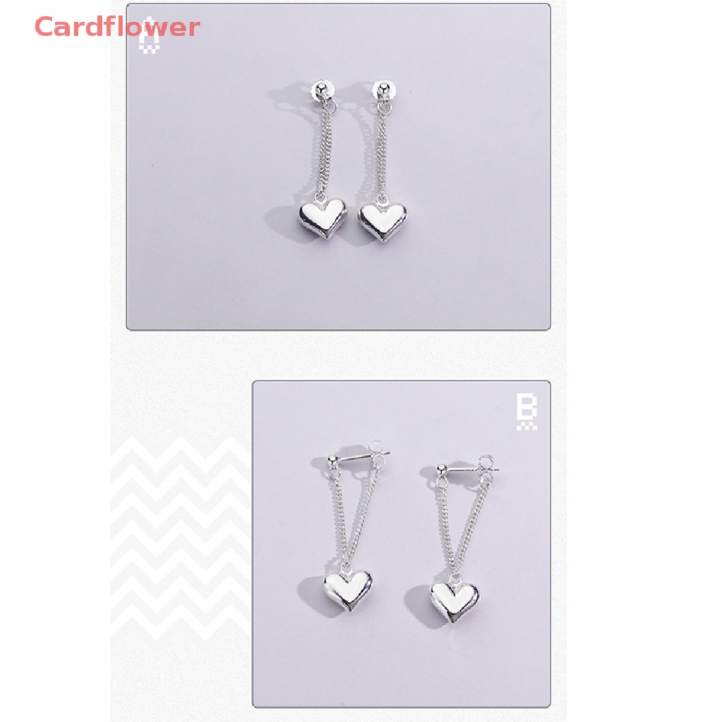 < Cardflower > Khuyên Tai Tua Rua Hình Trái Tim Trái Tim Màu Bạc Không Dị Ứng Thời Trang Vintage Dành Cho Nữ