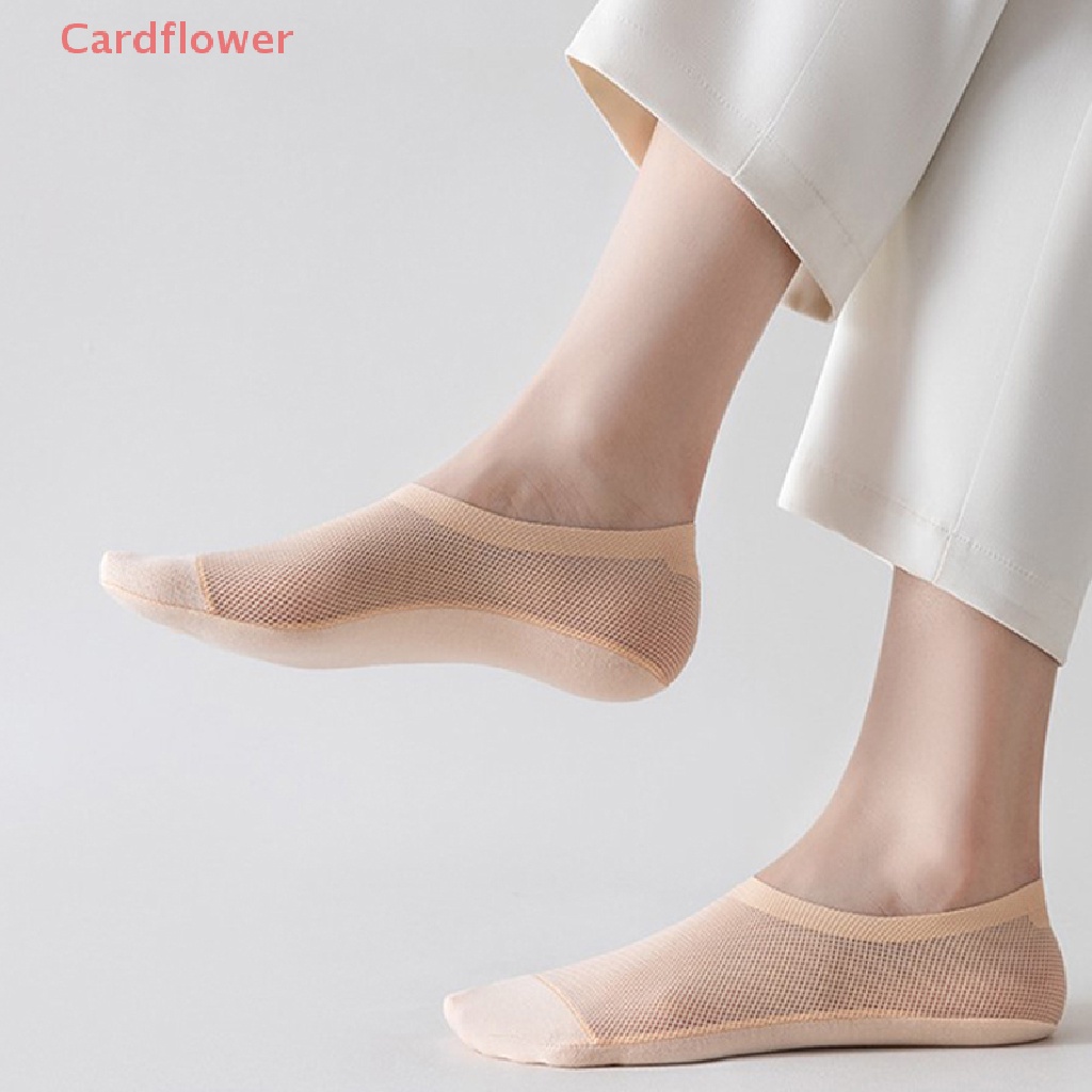 < Cardflower > Vớ Thuyền Phối Lưới Mỏng Cổ Thấp Vô Hình Màu Trơn Thoáng Khí Chống Trượt Mùa Hè Mới Cho Nữ