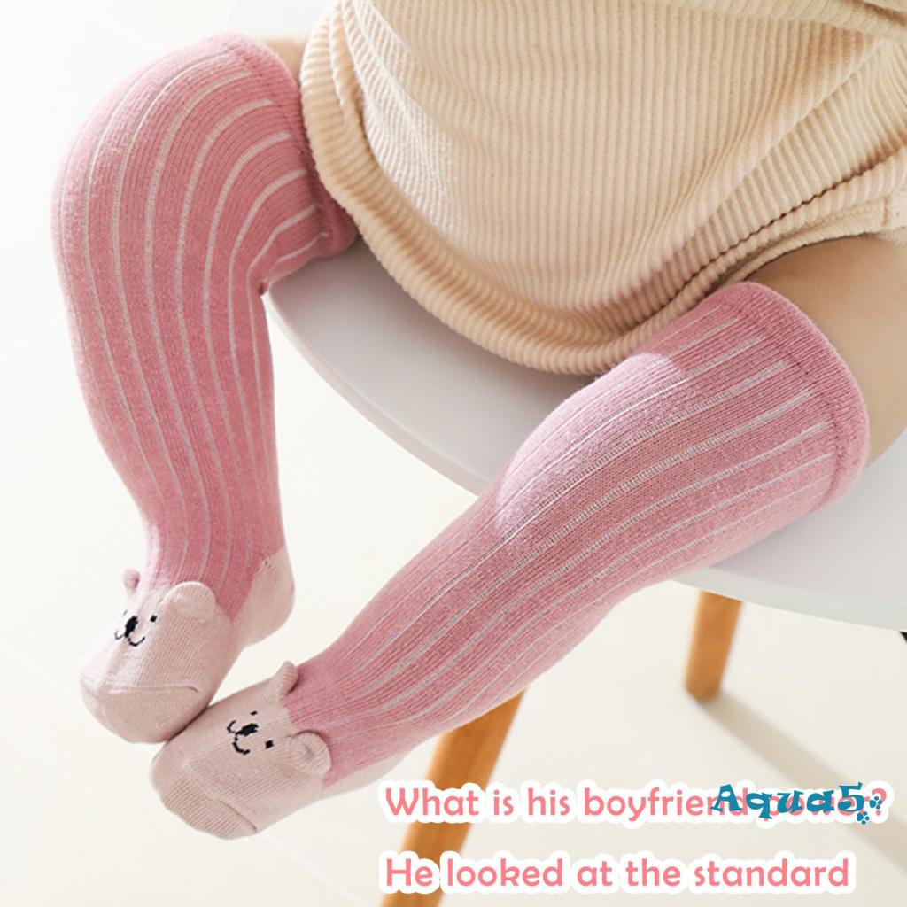 Đôi Vớ Dệt Kim Co Giãn Họa Tiết Gấu Hoạt Hình Cho Bé