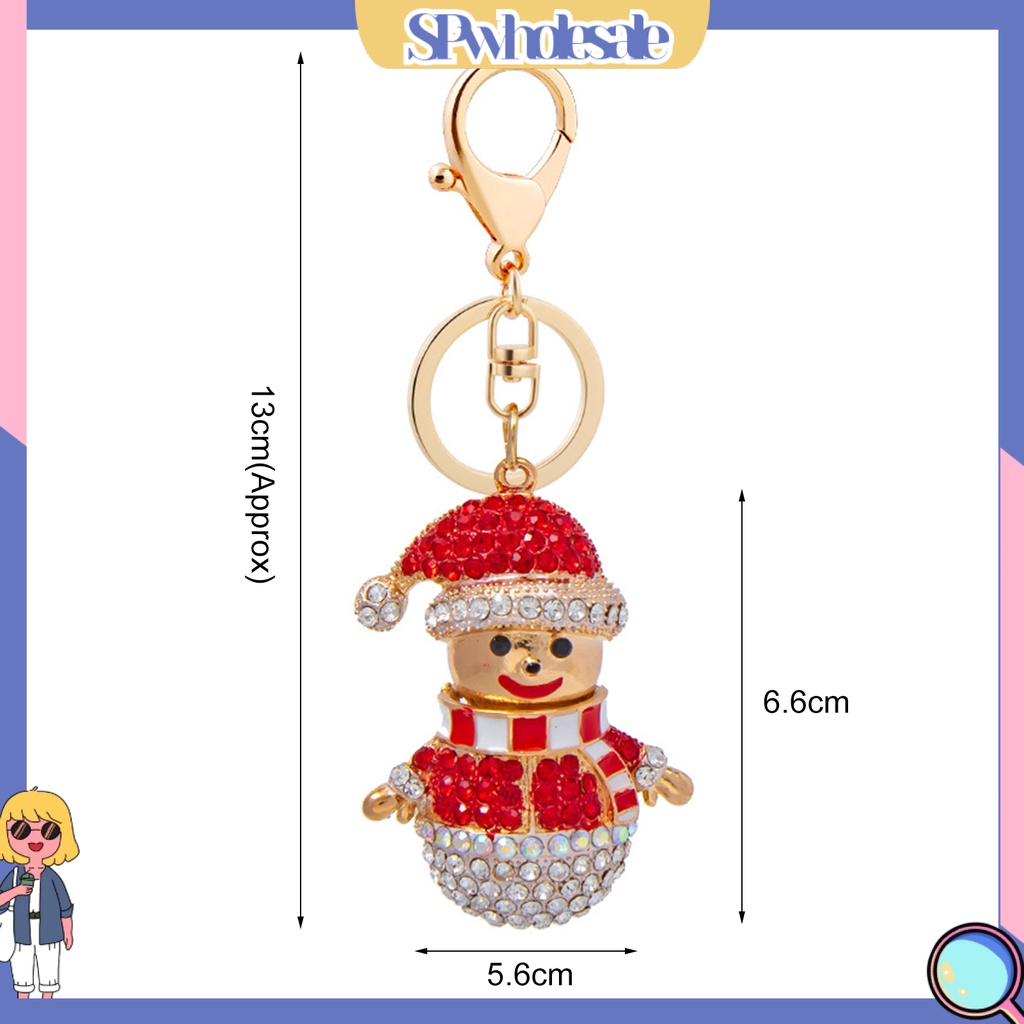 <SPwholesale> Móc Khóa Hình Người Tuyết Hoạt Hình Đính Đá Phối Dây Tua Rua Dễ Thương