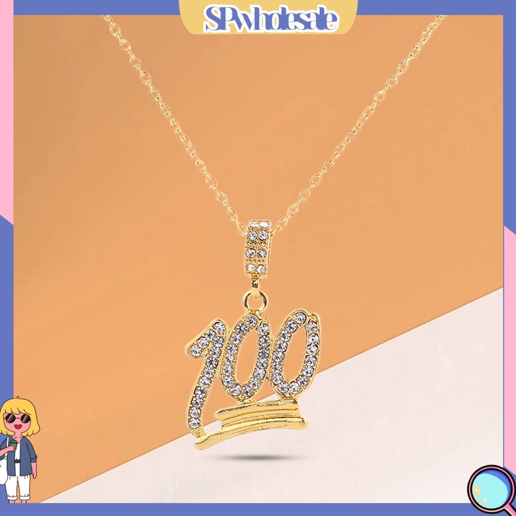 &lt;SPwholesale&gt; Vòng cổ Mặt Số 100 Đính Đá Phong Cách Hip Hop
