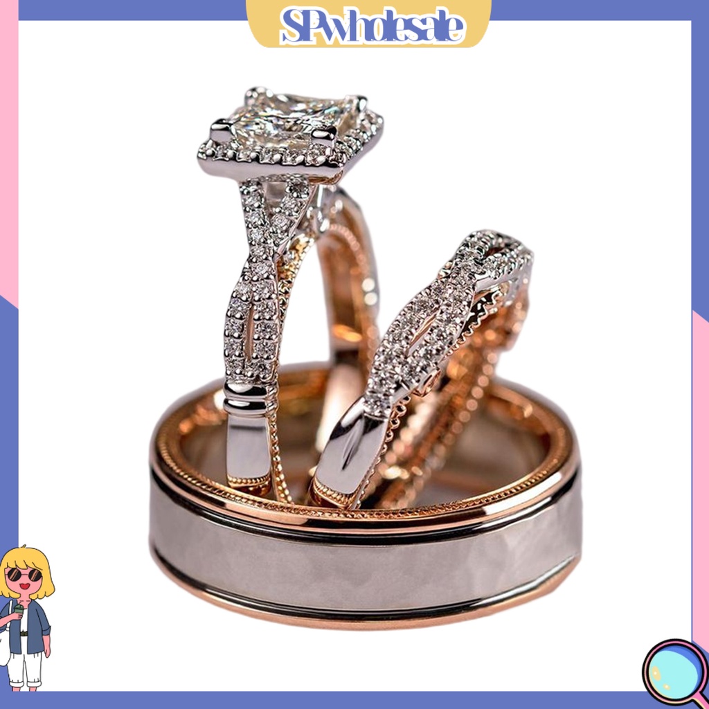 <SPwholesale> Bộ 3 Nhẫn Đính Đá Sang Trọng Cho Nữ