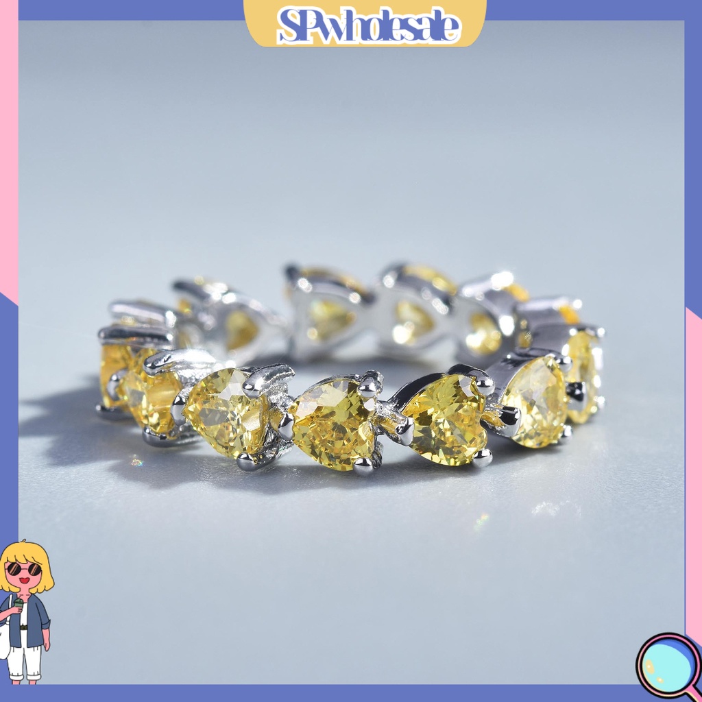<SPwholesale> Nhẫn Đính Đá Hình Trái Tim Có Thể Điều Chỉnh Kích Thước Cho Nữ