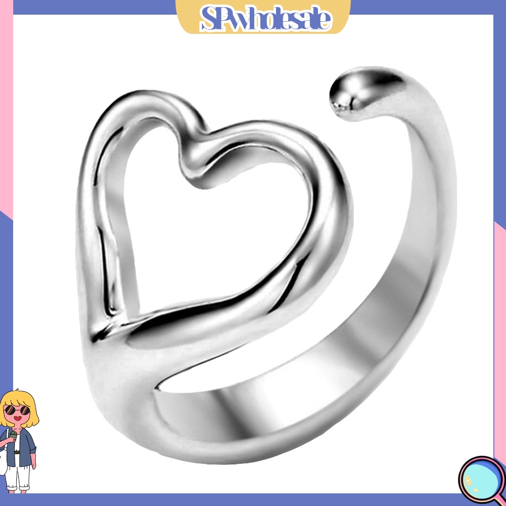 <SPwholesale> Nhẫn Hở Mạ Bạc Hình Trái Tim Thời Trang Cho Nữ
