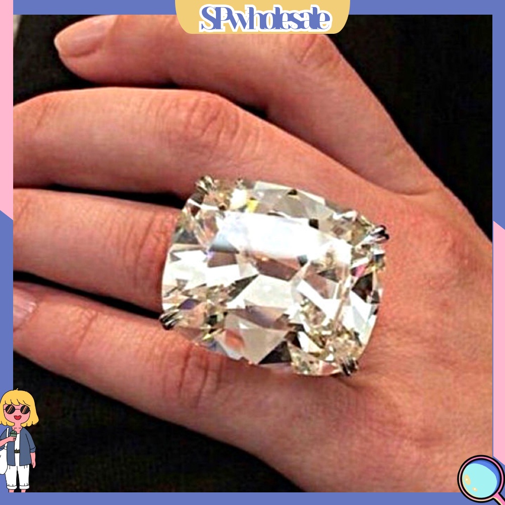 <SPwholesale> Nhẫn Cưới Đính Đá Zircon Hình Vuông Lớn Sang Trọng Dành Cho Nữ