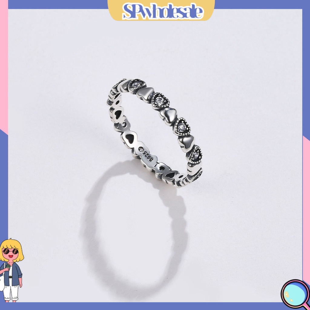 <SPwholesale> Nhẫn Hình Trái Tim Đính Đá Zircon Thời Trang