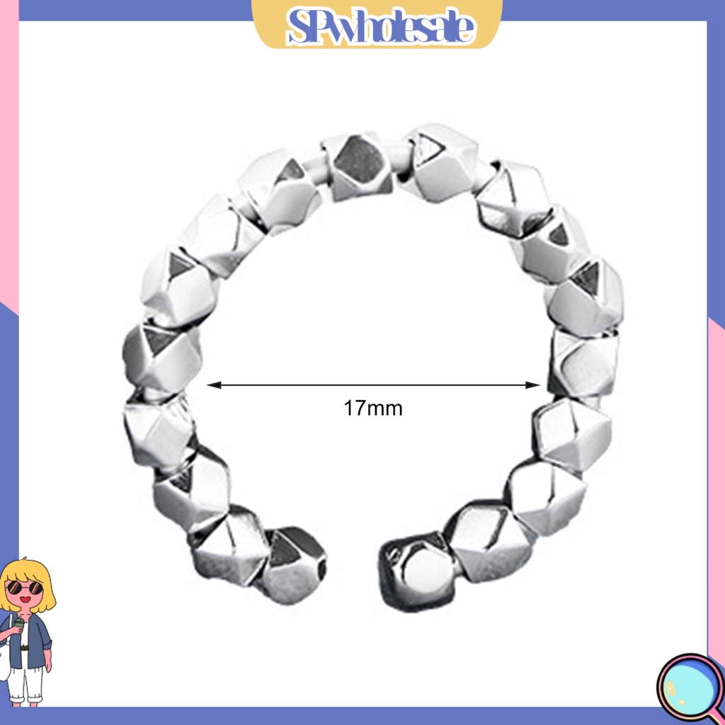 &lt;SPwholesale&gt; Nhẫn Hở Hình Vuông Đính Hạt Có Thể Điều Chỉnh Phong Cách Hàn Quốc Cho Nữ