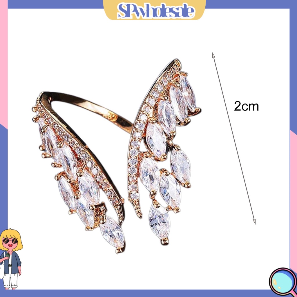 <SPwholesale> Nhẫn Dạng Hở Hình Cánh Lấp Lánh Sáng Bóng Dành Cho Nữ Đính Hôn
