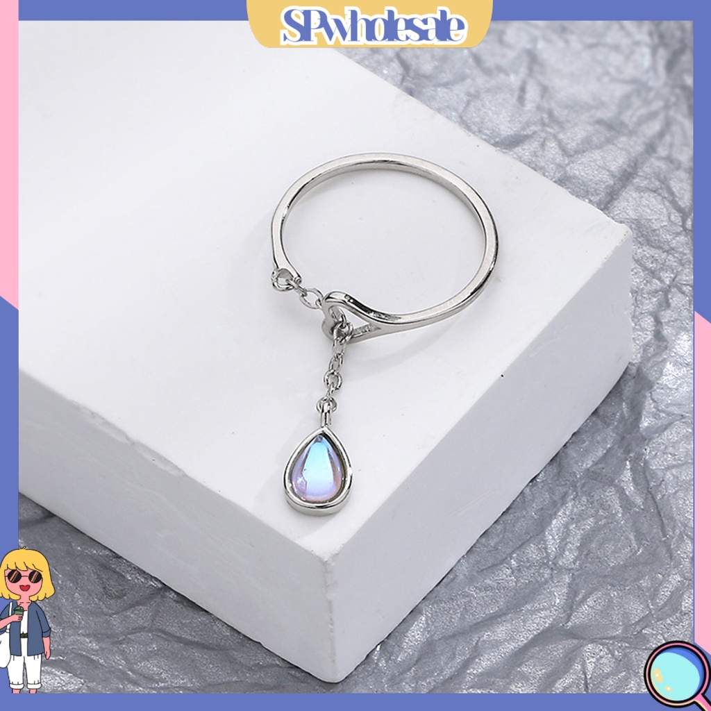 &lt;SPwholesale&gt; Nhẫn Hở Đính Đá Mặt Trăng Nhân Tạo Hình Học Dạng Hở Dễ Phối Đồ Có Thể Điều Chỉnh Cho Nữ