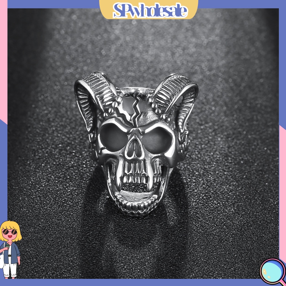 <SPwholesale> Nhẫn Họa Tiết Đầu Lâu Lớn Phong Cách Vintage Cho Nam Và Nữ