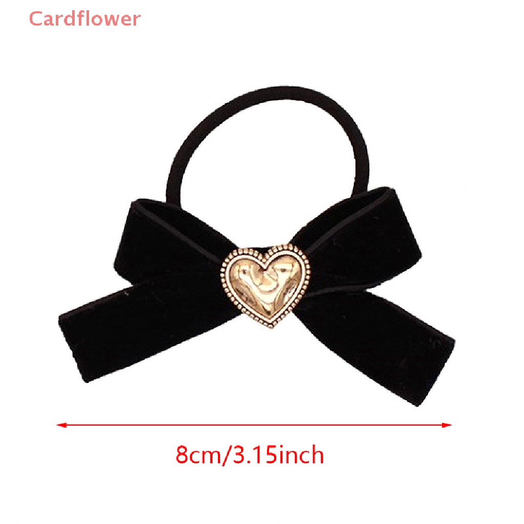 Dây Cột Tóc Nhung Hình Nơ / Trái Tim Màu Đen Phong Cách Vintage Thanh Lịch Cho Nữ