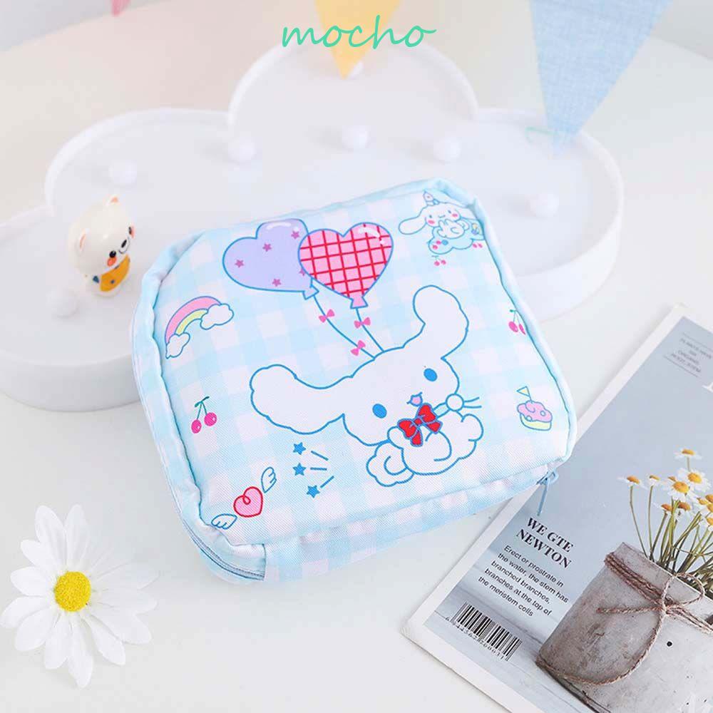 Mocho Túi Đựng Băng Vệ Sinh Tai Nghe / Tiền Xu In Hình Chú Chó Tai To Có Khóa Kéo Kiểu Hàn Quốc Cho Nữ