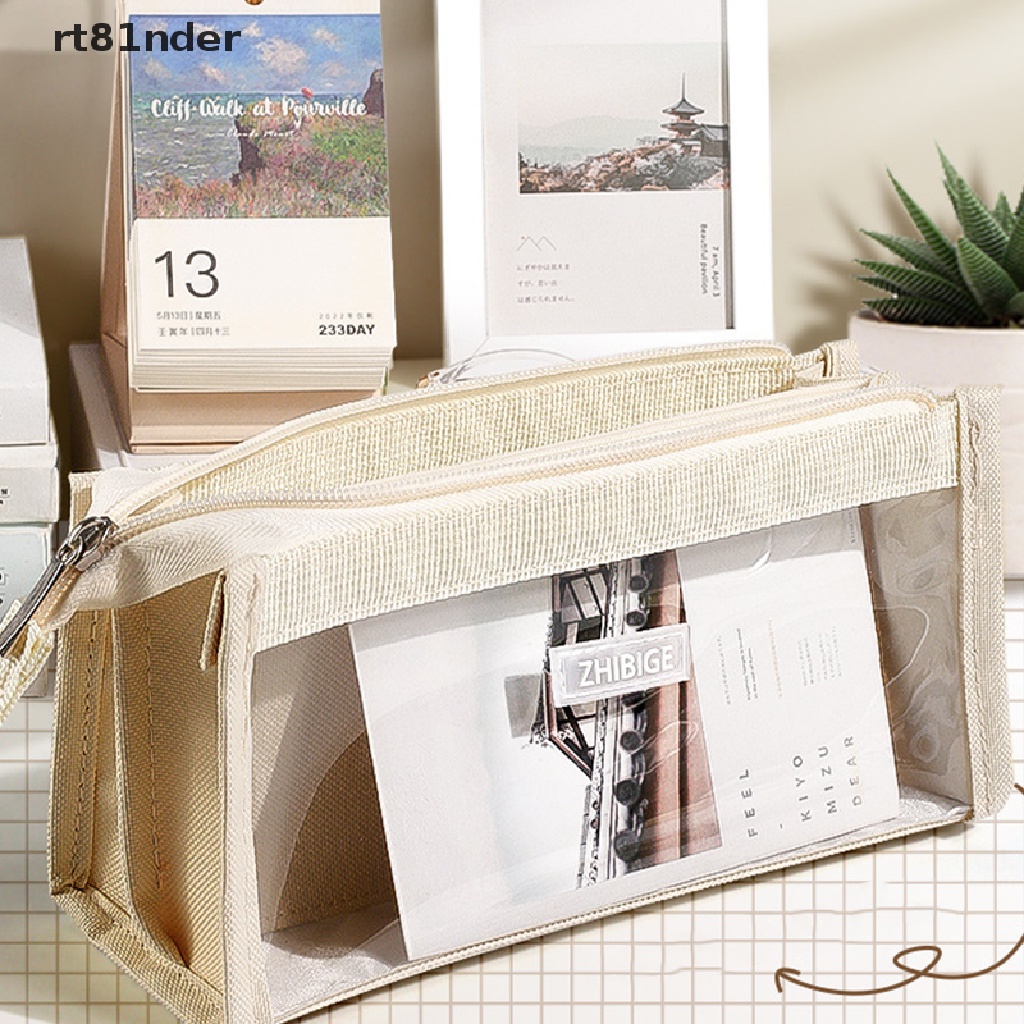 Túi Đựng Bút Sáu Ngăn Trong Suốt Sức Chứa Lớn Có Khóa Kéo Tiện Dụng