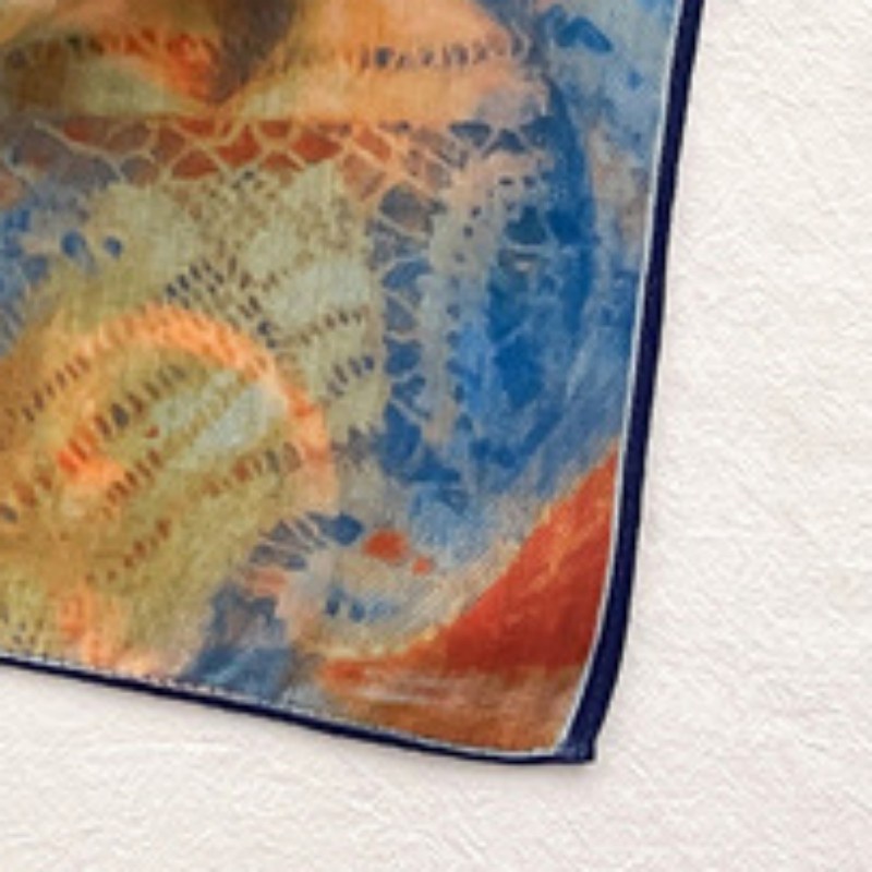 Khăn Choàng Cổ Hình Vuông Cỡ Nhỏ Vải Nhung Cotton Lanh In Họa Tiết Tranh Sơn Dầu Kiểu Retro Thời Trang Xuân Thu 65x65cm