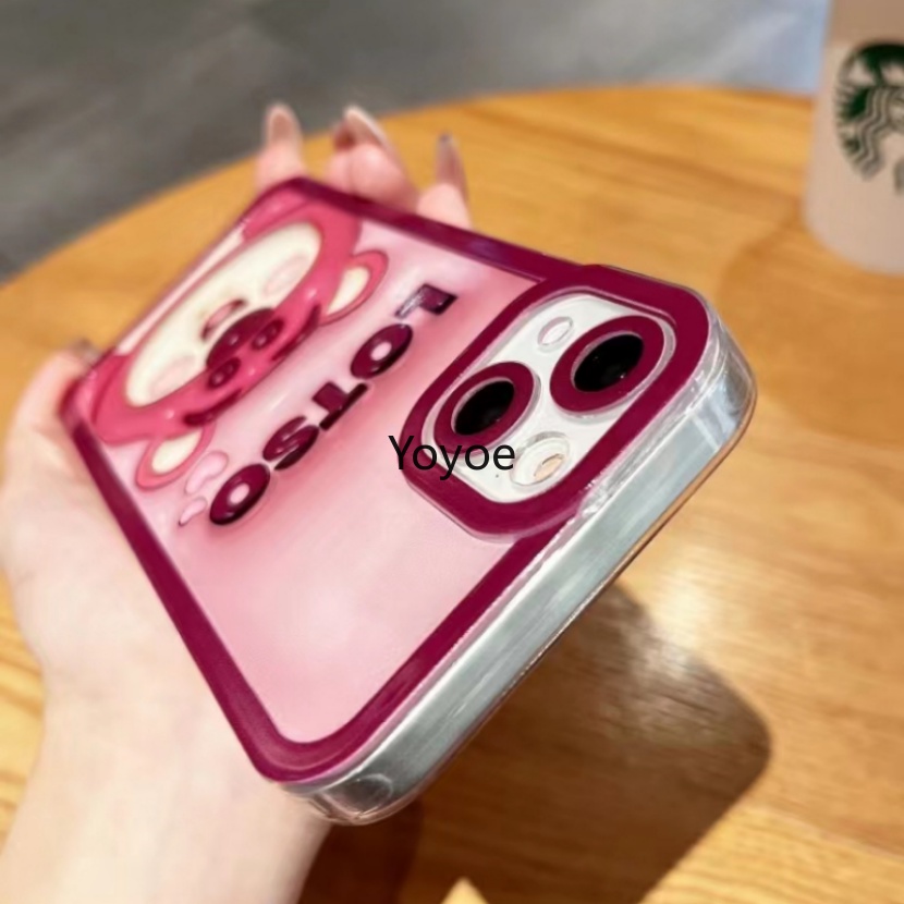 Ốp Điện Thoại Silicon Mềm Trong Suốt Chống Sốc In Hình Gấu Dâu Tây Cho iPhone 14 13 12 11 Pro Max 7 8 Plus X XS XR SE