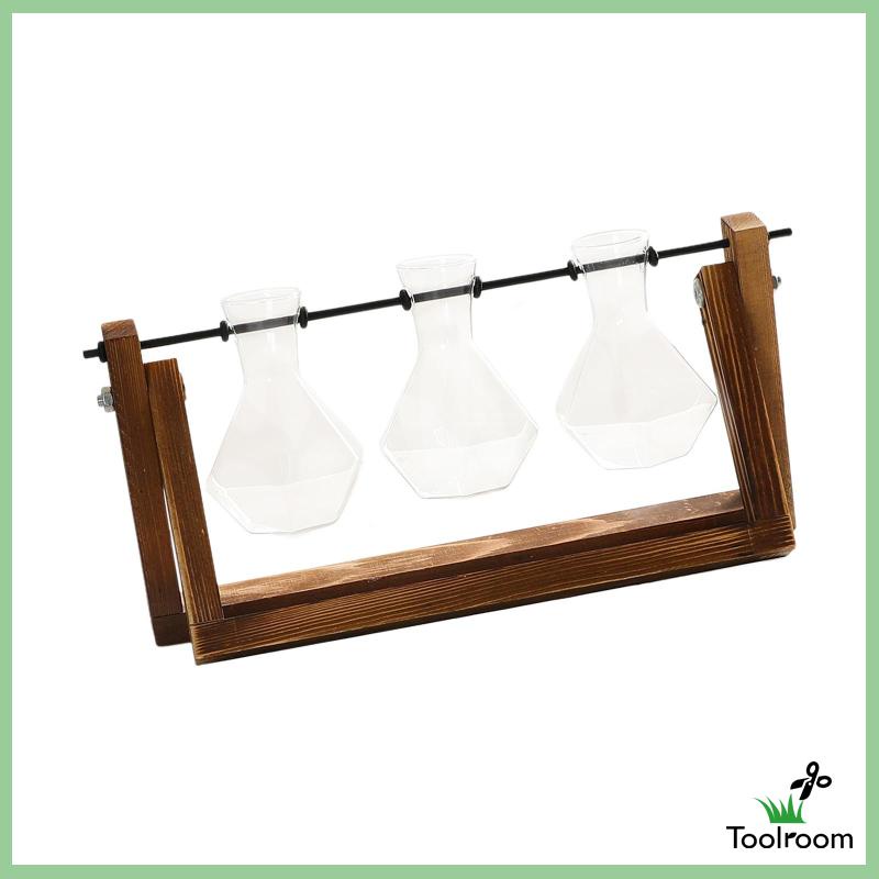 Giá Đỡ Chậu Hoa / Cây Cảnh Bằng Gỗ Mặt Kính Kiểu Hình Học