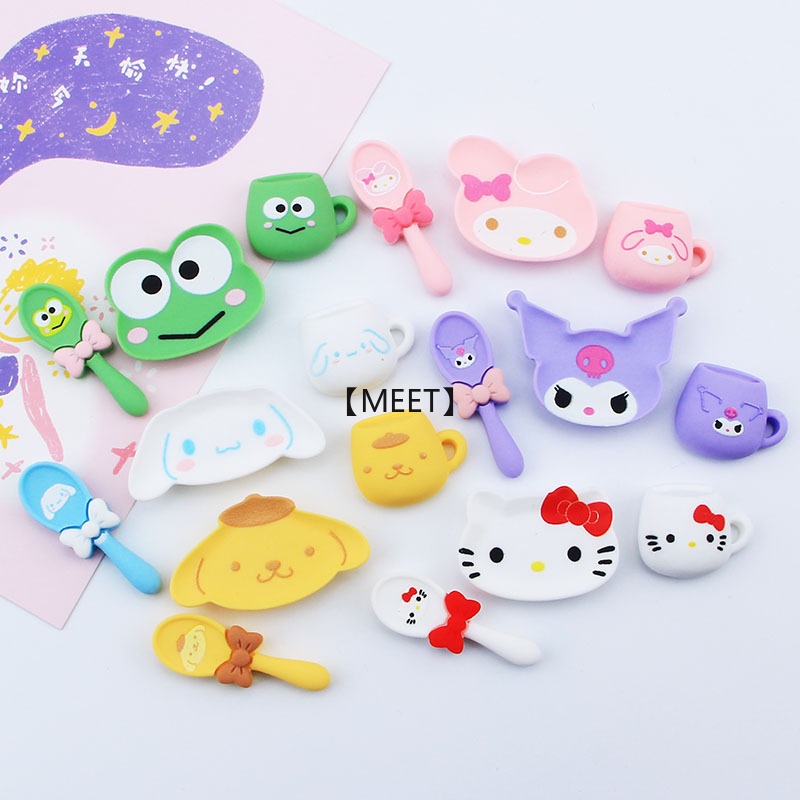 3 cái/bộ Đĩa tách trà hình chú chó dễ thương Đồ chơi đồ ăn Đồ trang sức Vật liệu thủ công bằng nhựa tự làm