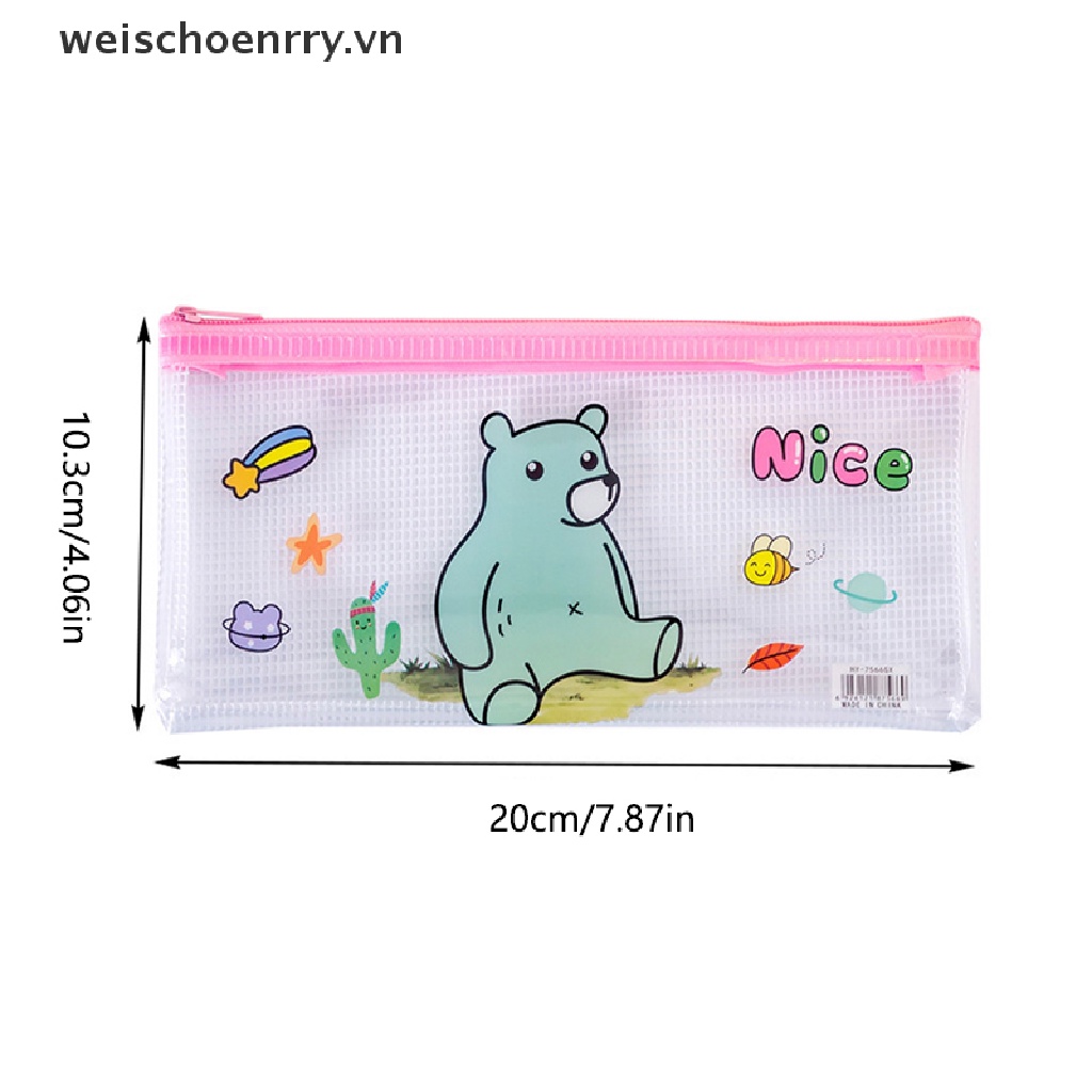 Túi Đựng Bút Bằng Pvc Trong Suốt Chống Nước Họa Tiết Động Vật Hoạt Hình Dễ Thương