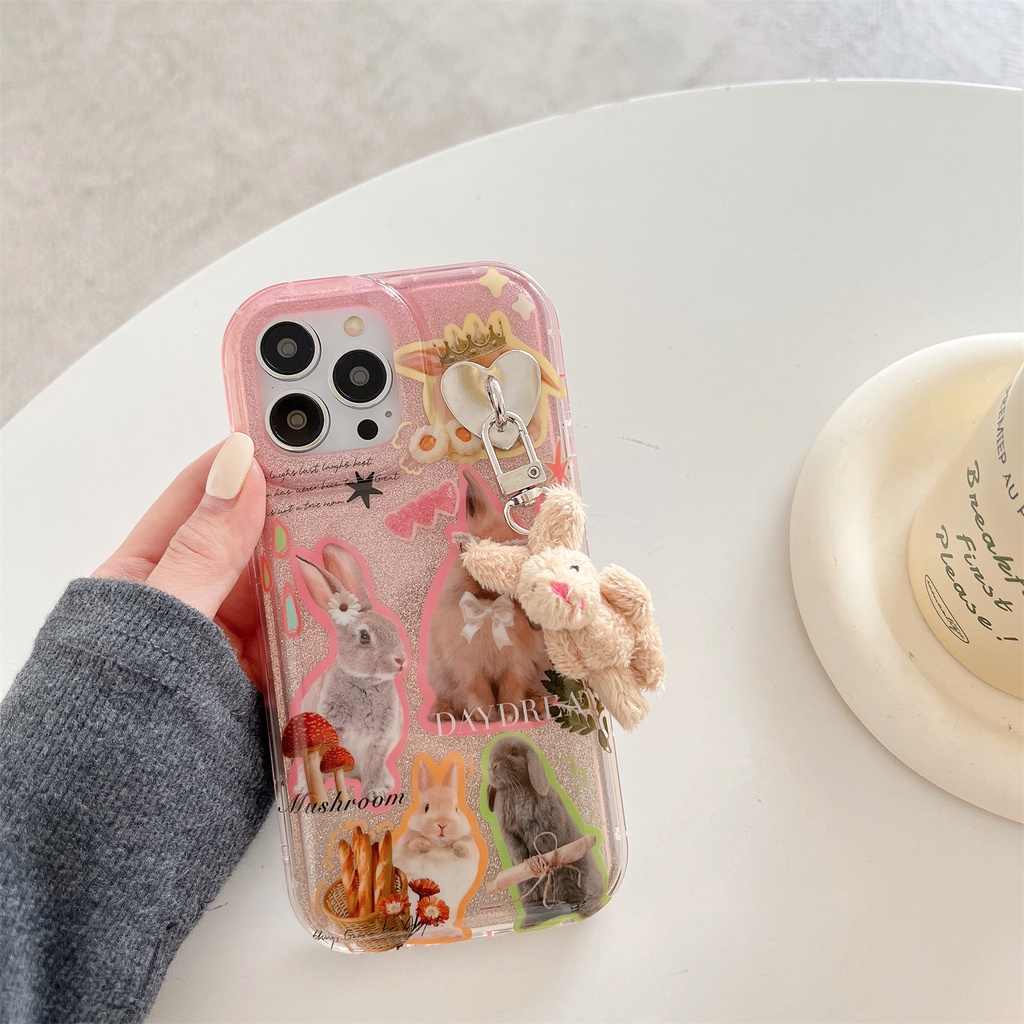Ốp Điện Thoại TPU Dẻo Trong Suốt Họa Tiết Hoạt Hình Gấu / Thỏ Dễ Thương Chống Rơi Cho iphone 14 Pro Max 13 12 11