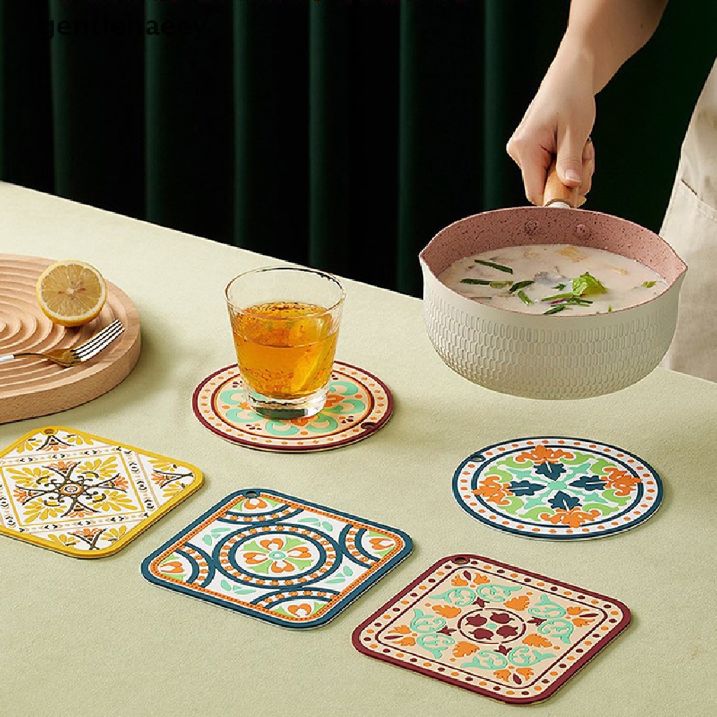 Gent Đế Lót Cốc Bằng PVC Chịu Nhiệt Cao Chống Thấm Nước Retro