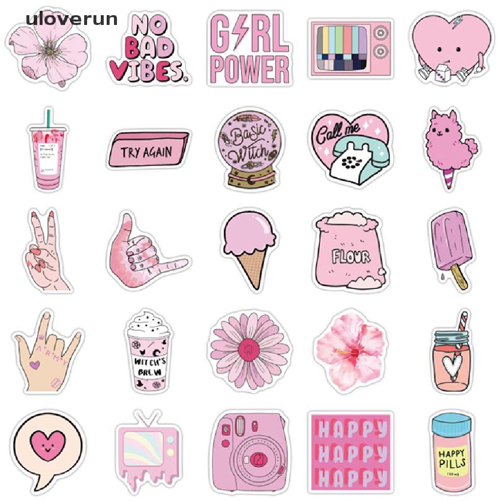 Bộ 50 Miếng Dán Họa Tiết Hoạt Hình Graffiti Trang Trí Ván Trượt / Guitar / Laptop