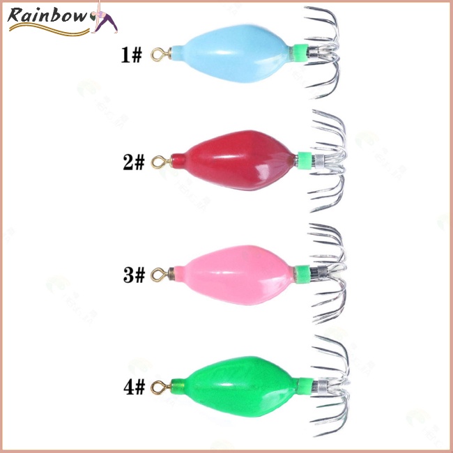 Mồi Câu Cá Giả Hình Con Mực Màu Dạ Quang Siêu Cứng Kèm Móc Câu Trọng Lượng Nhẹ 50.6g