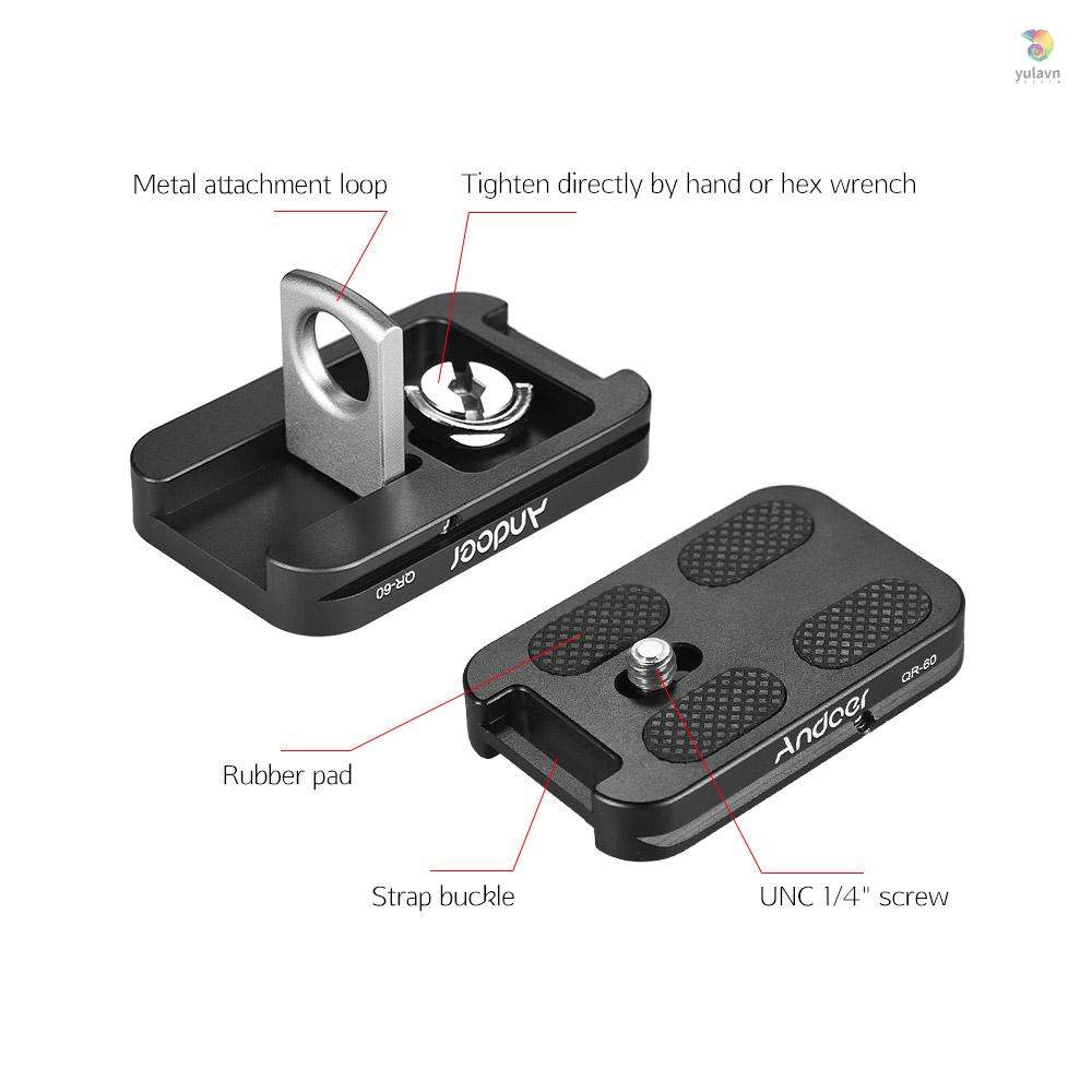 Tấm Tháo Lắp Nhanh Đầu Bi Andoer QR-60 Bằng Hợp Kim Nhôm 1 / 4 &quot;Cho Arca-Swiss