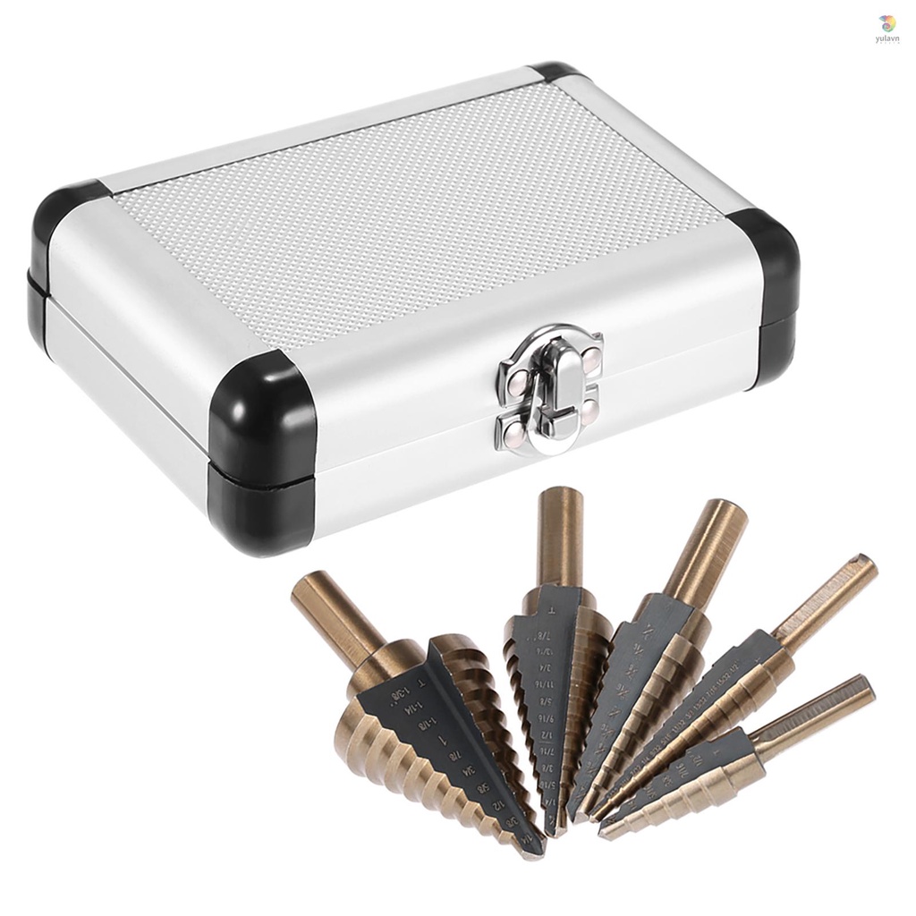 Set 5 Mũi Khoan Thép 4241 Bước Hình Chữ T Tốc Độ Cao Kèm Hộp Đựng