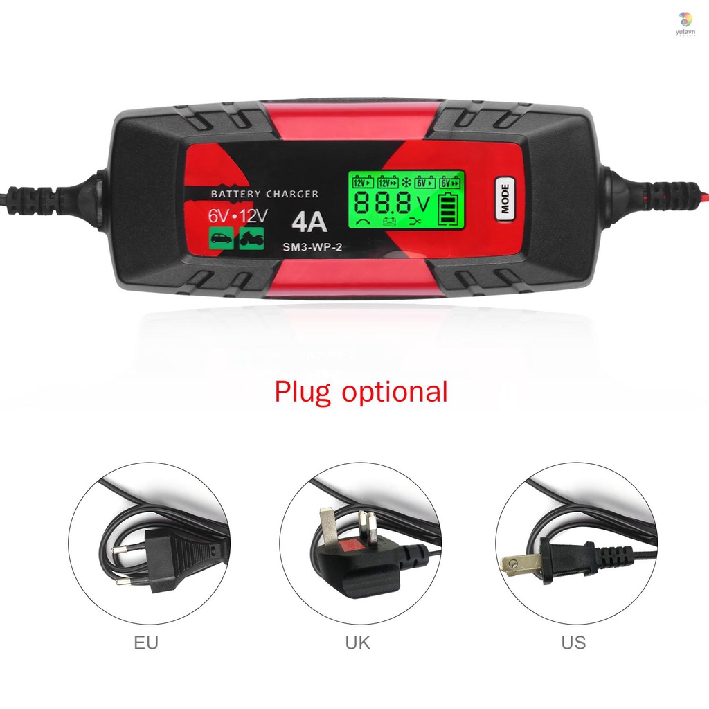 Thiết Bị Sạc Pin Tự Động Thông Minh 6V / 12V 4Amp Màn Hình LCD Cho Xe Hơi / Tàu Thuyền