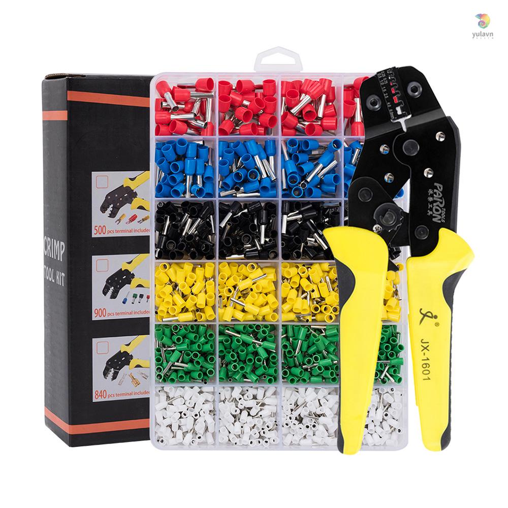 Bộ Dụng Cụ Uốn Dây Điện Cách Nhiệt AWG24-10 Kèm 1200 Đầu Nối Male Và Female