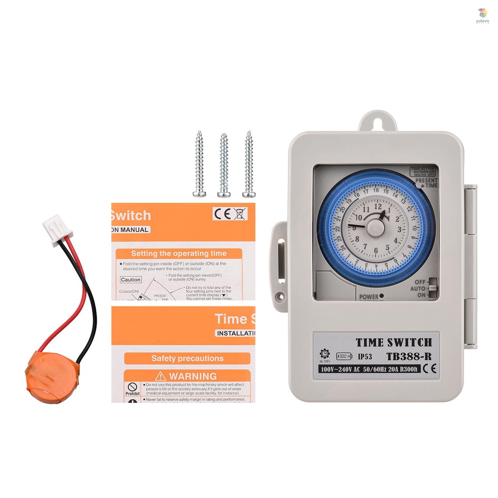 Hộp Công Tắc Hẹn Giờ Điện Tử 24 Giờ IP53 AC 100-240V 15 Phút Có Lỗ Tắt / Mở Chống Thấm Nước Chống Bụi