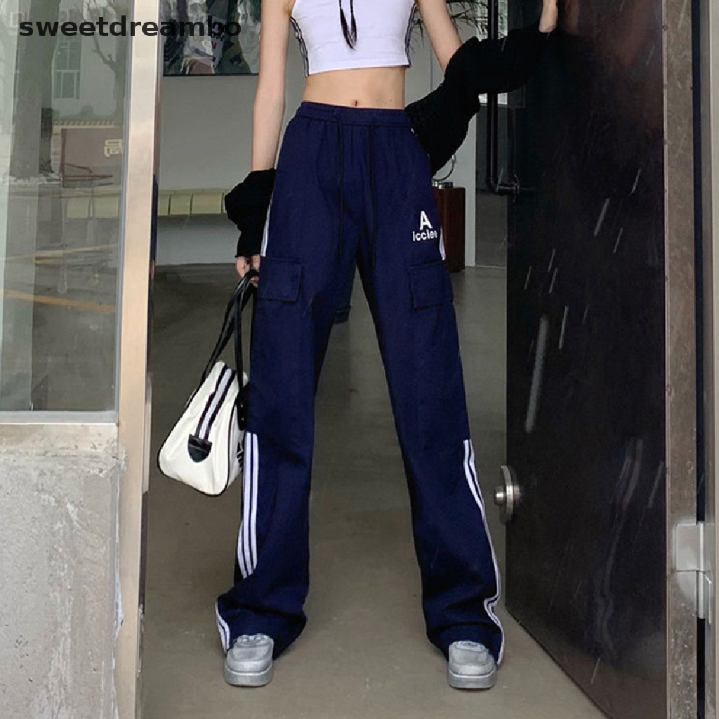 Quần Baggy Ống Rộng Lưng Cao Phong Cách Hippie Đường Phố 2023 Y2K