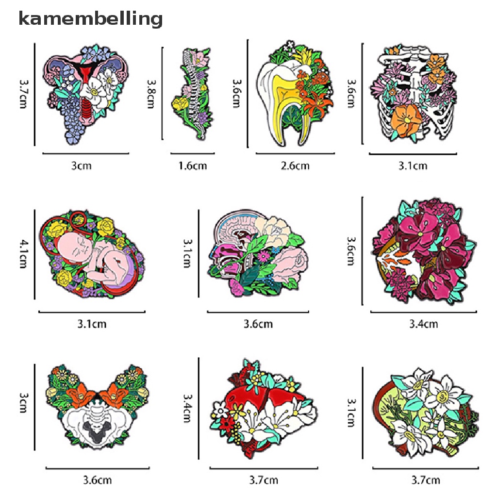 Kamembelling Huy Hiệu Cài Áo Hợp Kim Tráng Men Hình Hoa Trái Tim Bộ Não Thiết Kế Sáng Tạo