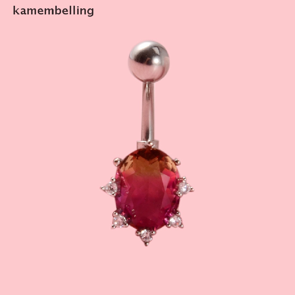 Kamembelling 1 Khuyên Rốn Thép Phẫu Thuật Đính Đá Zircon Hình Trái Tim