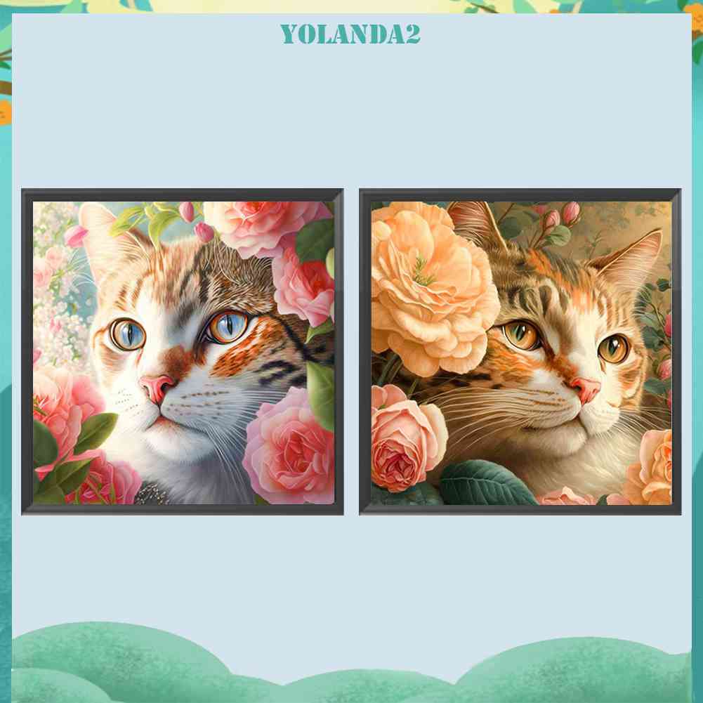 Tranh Đính Đá Kim Cương Toàn Bộ 5D DIY Hình Vẽ Mèo Trang Trí Nhà Cửa