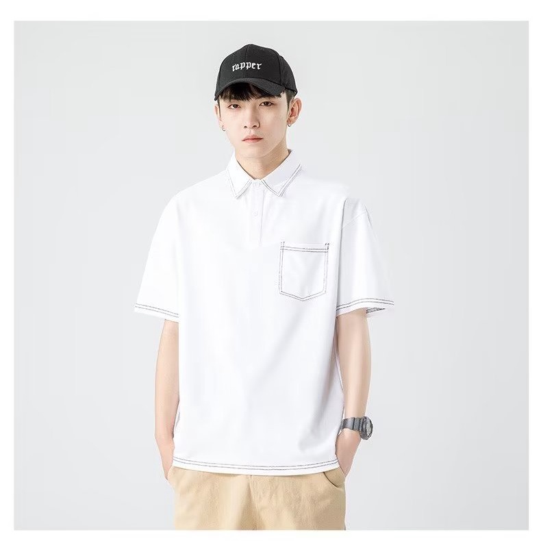 Áo Sơ Mi Tay Ngắn Màu Trơn Phong Cách Harajuku Nhật Bản Thời Trang Mùa Hè 2023polo Dành Cho Nam
