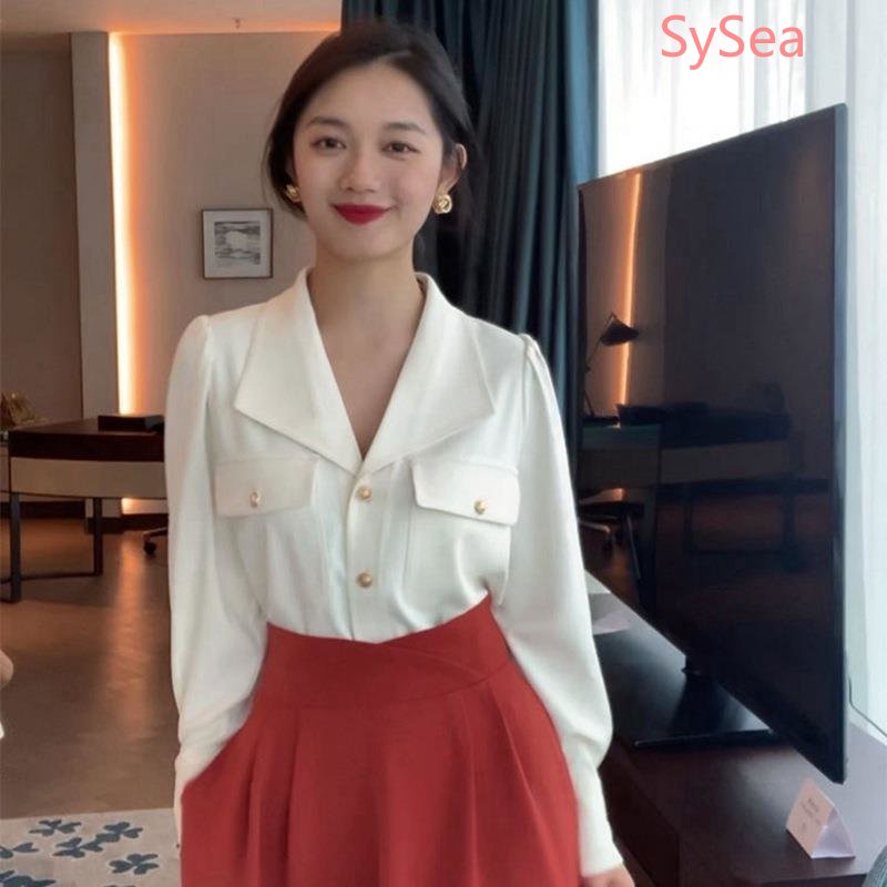 Áo Sơ Mi Cổ Tim Thời Trang Pháp Thanh Lịch Dành Cho Nữ