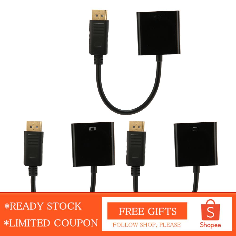 Alwaysonline 3pcs DisplayPort To DVI Adapter 4K HD 1080P Mini DP Cable For PC