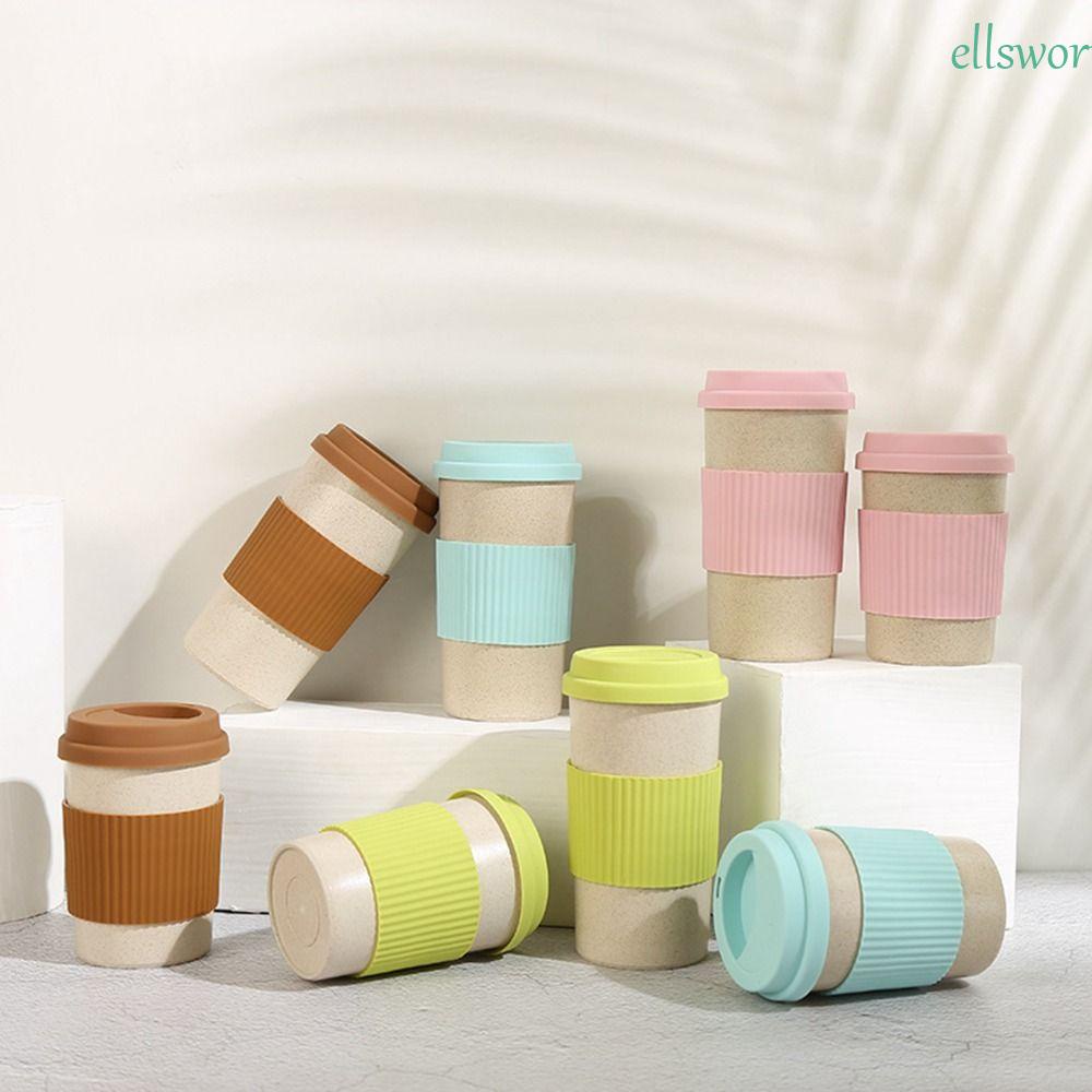 Cốc Uống Cà Phê Bằng Lúa Mạch Kèm Nắp Đậy Thiết Kế Độc Đáo Nhỏ Gọn Tiện Dụng Mang