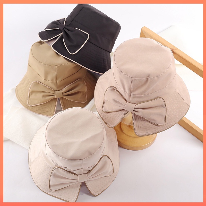 Mũ Bucket Đính Nơ Phong Cách Hàn Quốc Xinh Xắn Cho Nữ Nón vành nữ