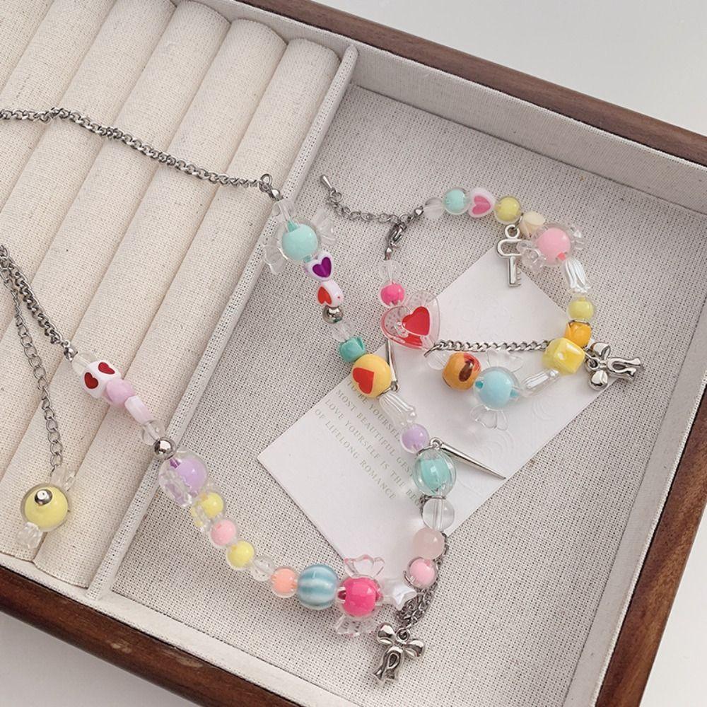 Vòng Tay Chuỗi Hạt Hình Nơ Màu Kẹo Ngọt Phong Cách Hàn Quốc Dễ Thương Thời Trang Mùa Hè Cho Nữ