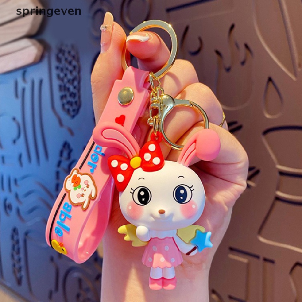 Móc Khóa Cặp Đôi Bằng PVC Họa Tiết Thỏ Hoạt Hình Dễ Thương