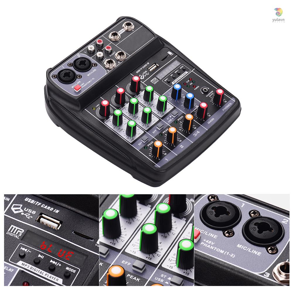 Máy Trộn Âm Thanh Kỹ Thuật Số AI-4 4 Kênh BT MP3 USB + Nguồn Phantom 48V Chuyên Dụng Cho Phát Sóng Trực Tiếp DJ Karaoke