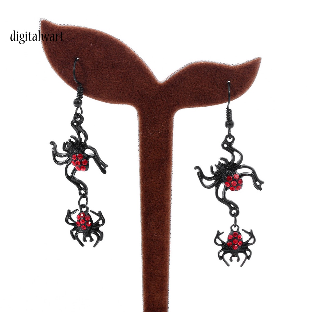 Kỹ Thuật Số| Bộ Vòng cổ + Bông Tai Hình Nhện Đính Đá Đỏ Phong Cách Gothic Punk Cho Nữ