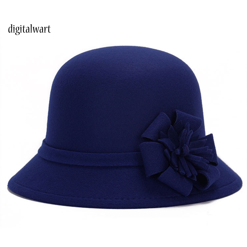 Kỹ Thuật Số| Mũ Bowler Hat Màu Trơn Thêu Hoa Phong Cách Retro Cho Nữ